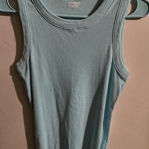 Lands' End Women's Ribbed Tank Top in Light Blue